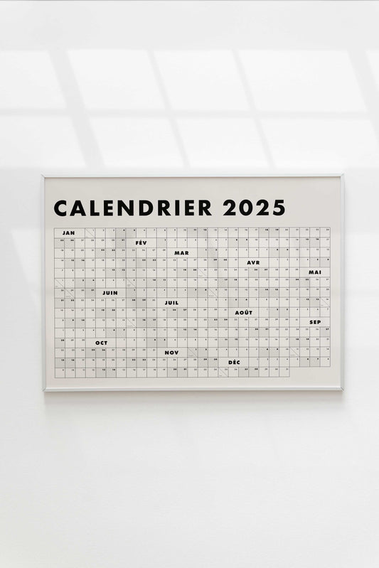 Calendrier mural 2025 50x70cm - Fichier téléchargeable (PDF & Ai)